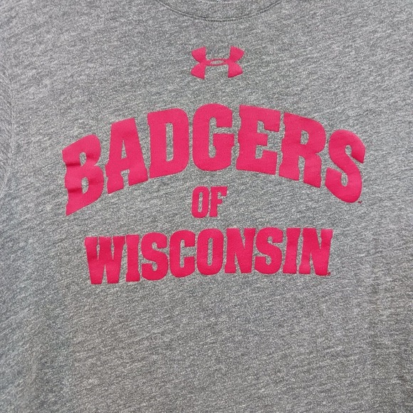 Under Armour Loose Gray Wisconsin Badgers Tee Shirt Men’s Size Medium - Picture 4 of 9